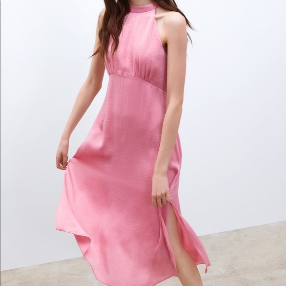 Zara | Dresses | Zara Pink Satin Dress Blogger Fav | Poshmark